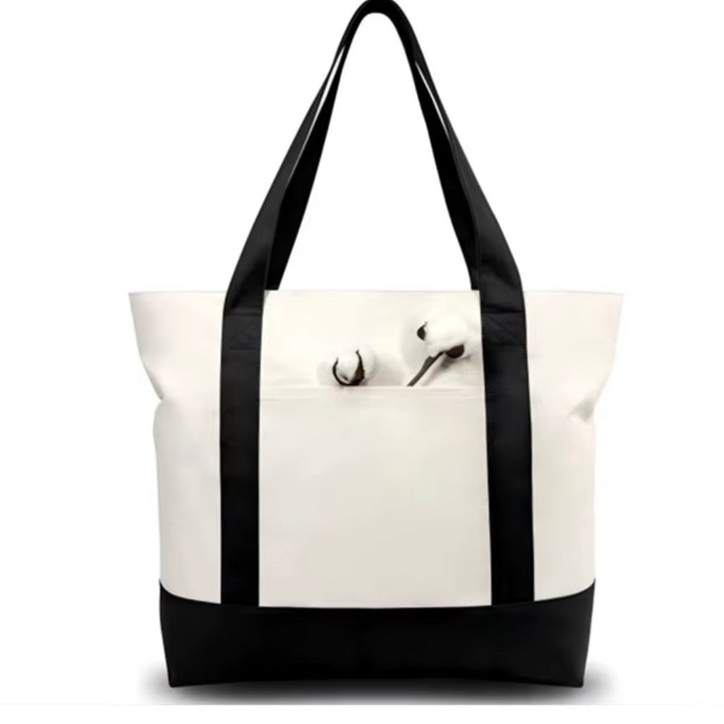 Tote bag in cotone con scritta ricamata o stampata