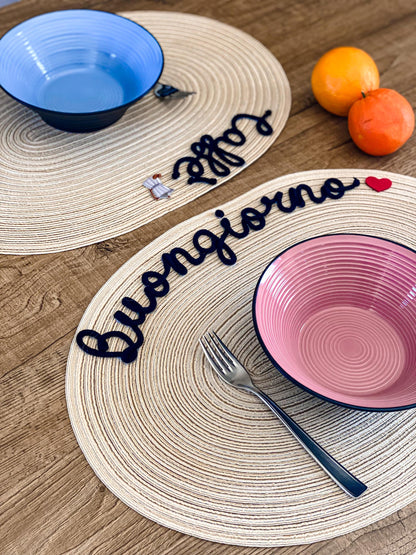 Tovaglietta Ovale Personalizzata con Nome e Decorazione