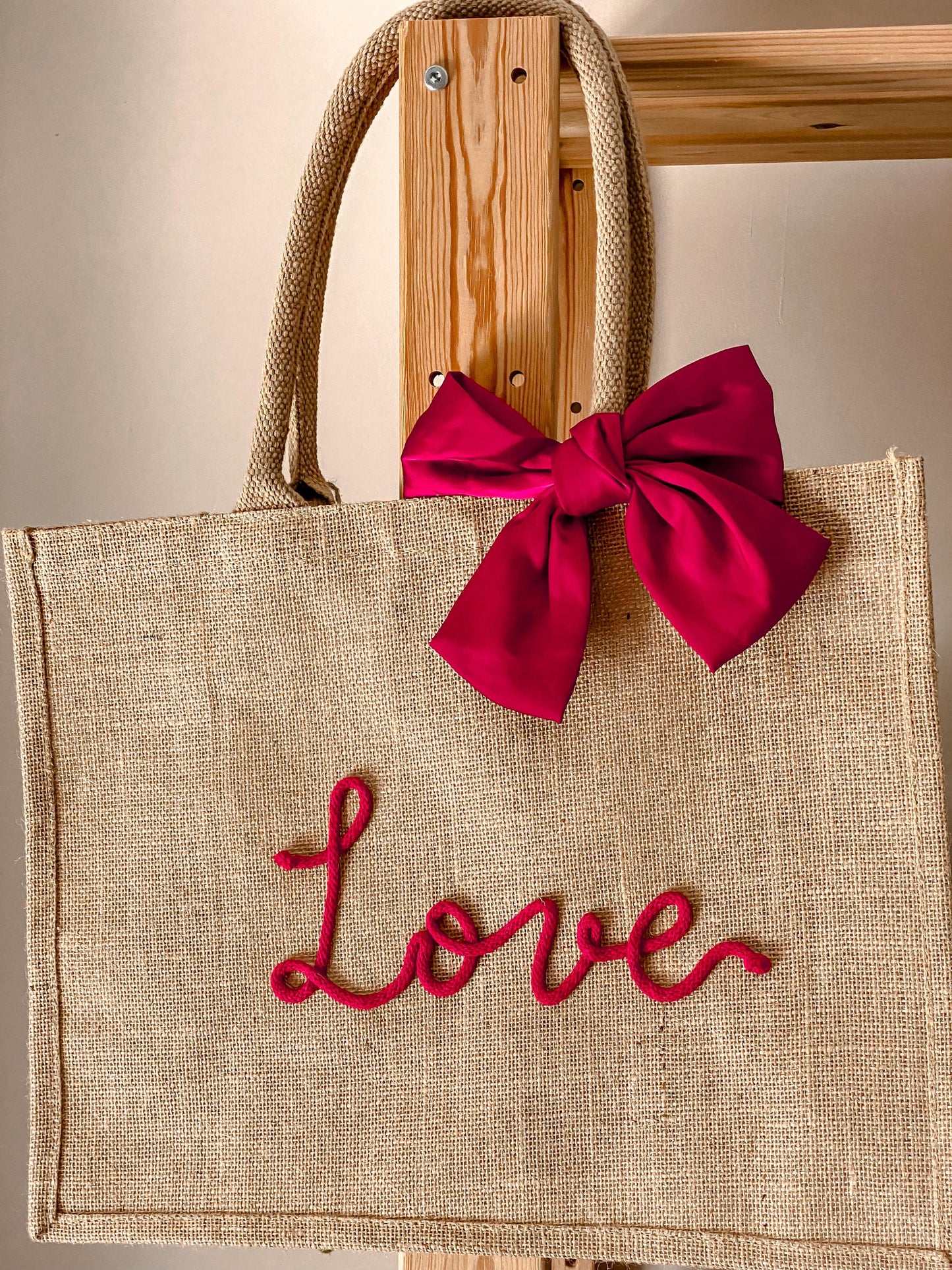 Maxi Borsa Juta con Nome e Fiocco