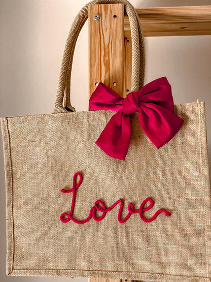 Maxi Borsa Juta con Nome e Fiocco