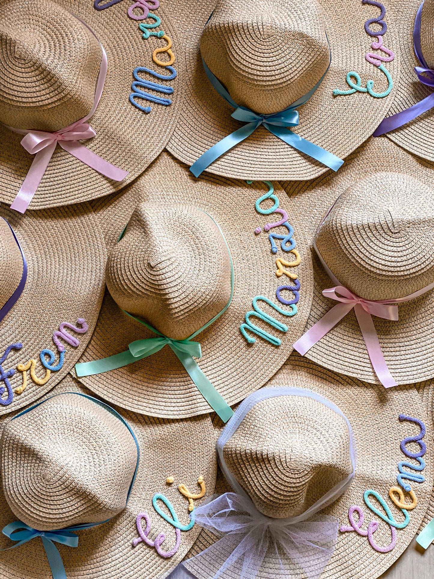 Cappello di Paglia con Nome Multicolore