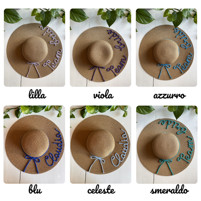 Cappello di Paglia con Nome e Cordino