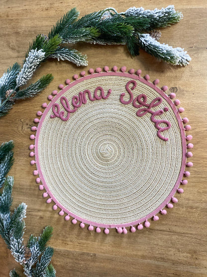 Tovagliette Personalizzate con Nome e Pompon
