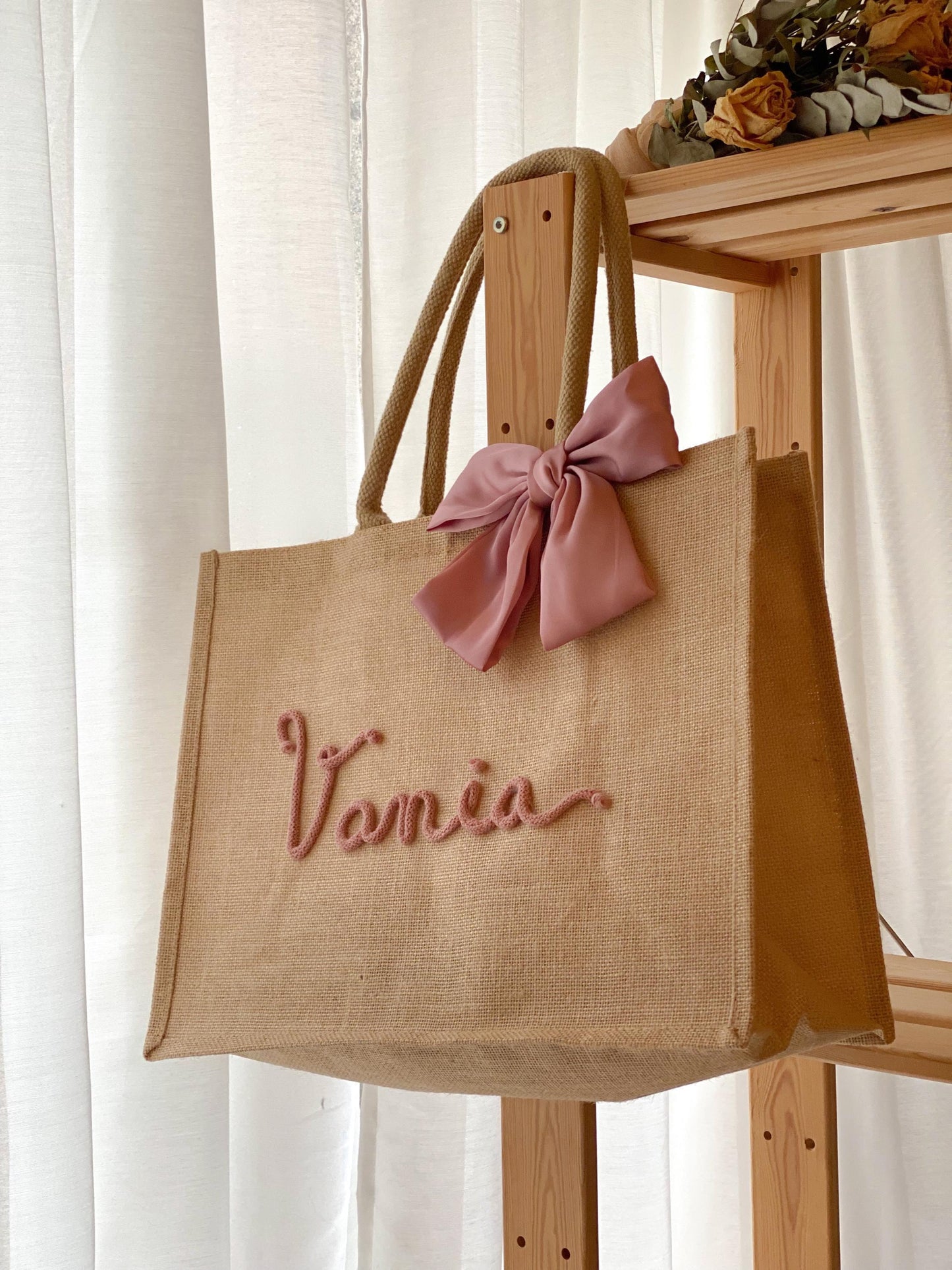 Maxi Borsa Juta con Nome e Fiocco