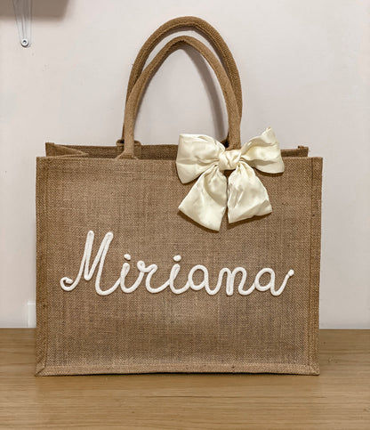 Maxi Borsa Juta con Nome e Fiocco