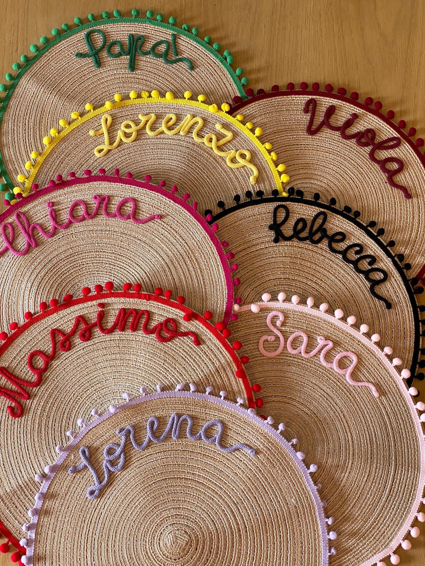 Tovagliette Personalizzate con Nome e Pompon