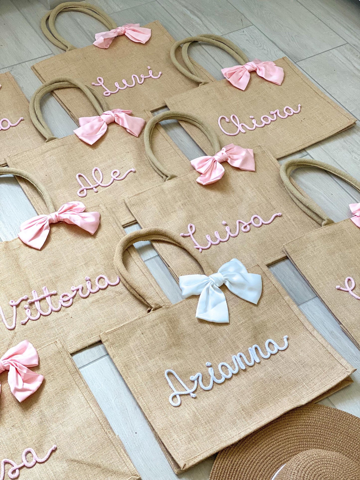 Maxi Borsa Juta con Nome e Fiocco