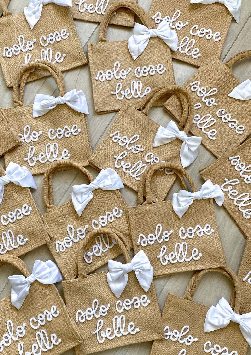 Mini Borsa Juta con Nome e Fiocco