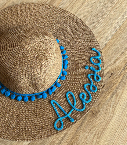 Cappello di Paglia con Nome e Pompon