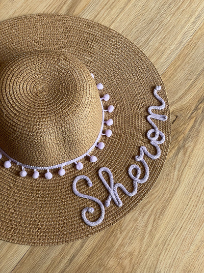 Cappello di Paglia con Nome e Pompon