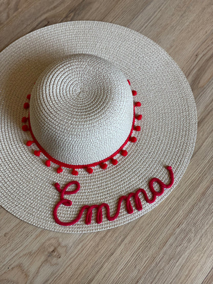 Cappello di Paglia con Nome e Pompon