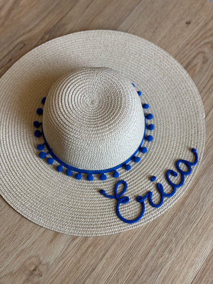 Cappello di Paglia con Nome e Pompon