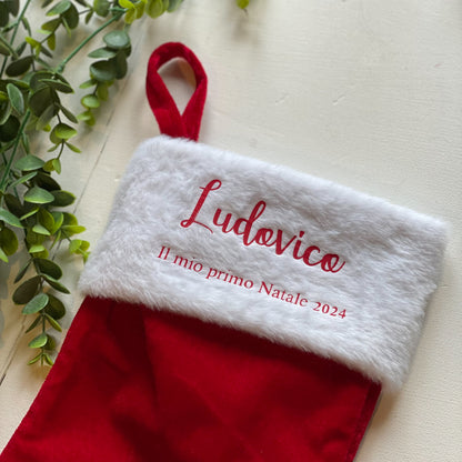 Calza di Natale con Nome e Scritta personalizzata