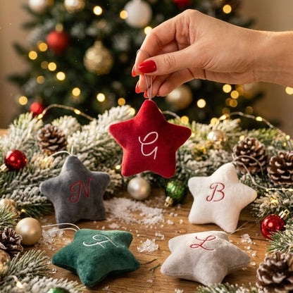 Stella di Natale in velluto personalizzata con nome o iniziale