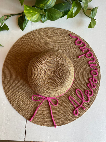 Cappello di Paglia con Nome e Cordino