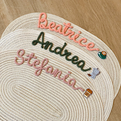 Tovaglietta Ovale Personalizzata con Nome e Decorazione