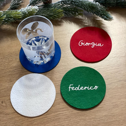 Sottobicchiere in feltro personalizzato con nome