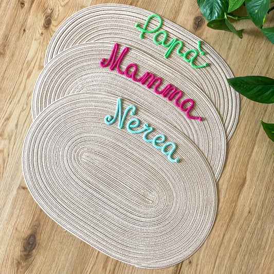 Tovaglietta Ovale Personalizzata con Nome e Decorazione