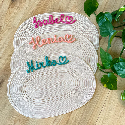 Tovaglietta Ovale Personalizzata con Nome e Decorazione