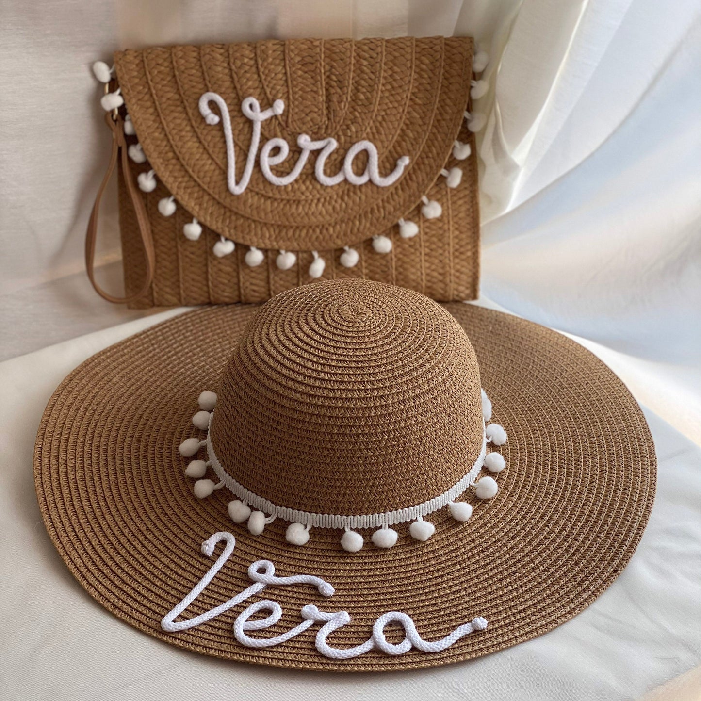 Set in Paglia Personalizzato - Cappello e Borsa con Nome