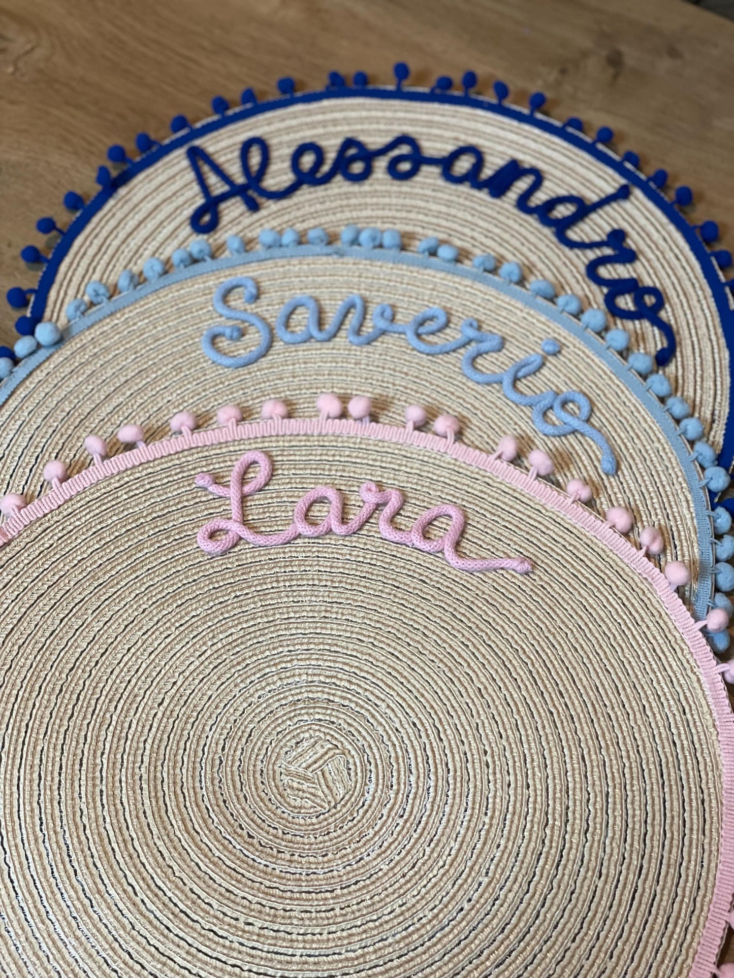 Tovagliette Personalizzate con Nome e Pompon