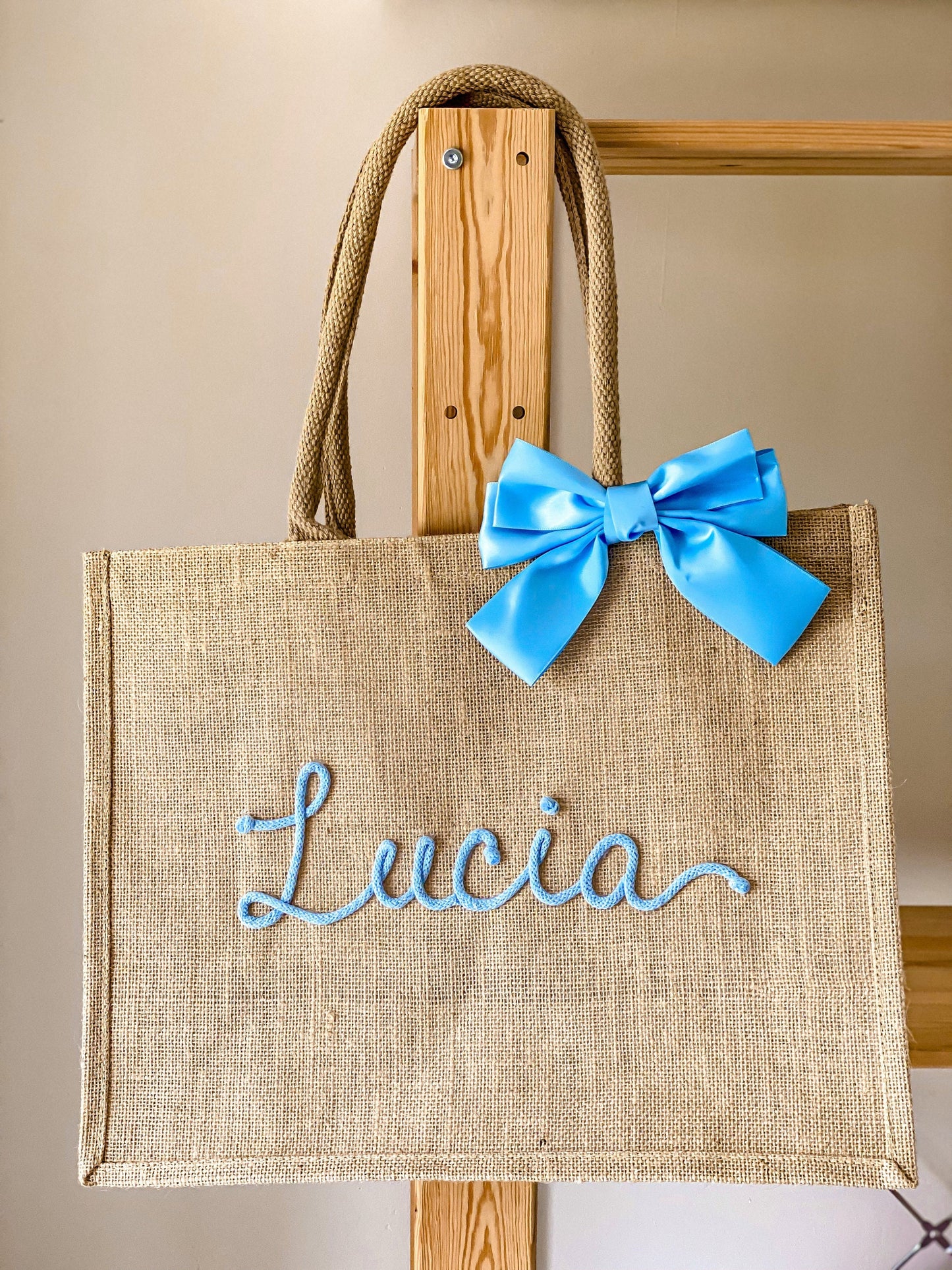 Maxi Borsa Juta con Nome e Fiocco