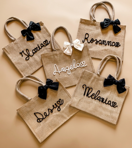 Maxi Borsa Juta con Nome e Fiocco