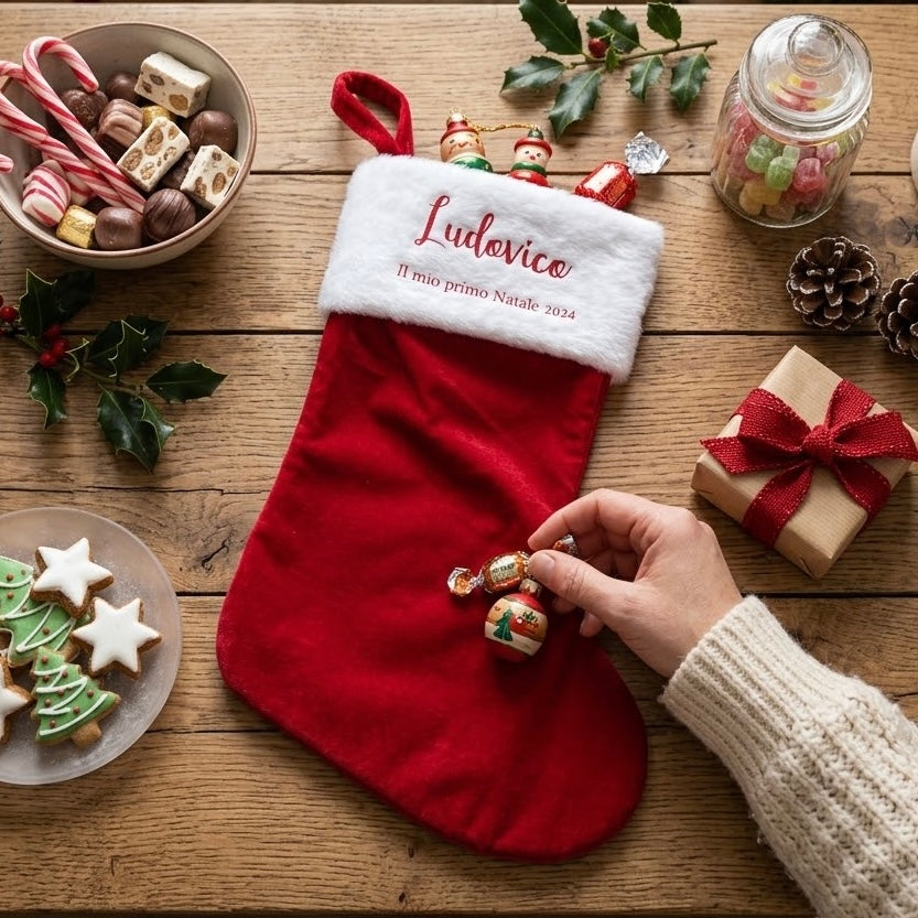 Calza di Natale con Nome e Scritta personalizzata
