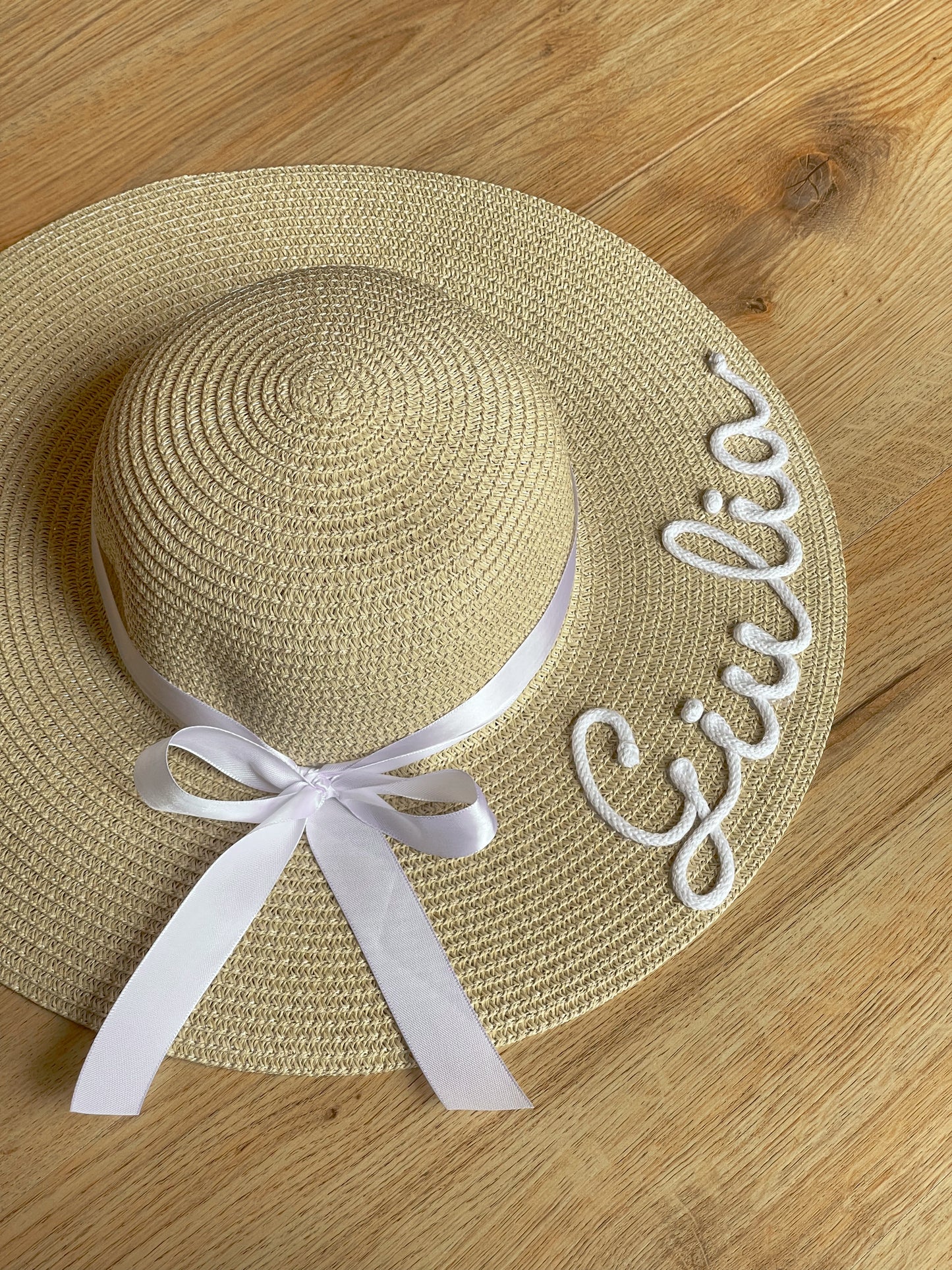 Cappello di Paglia con Nome e Fiocco