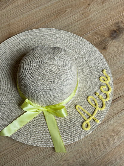 Cappello di Paglia con Nome e Fiocco