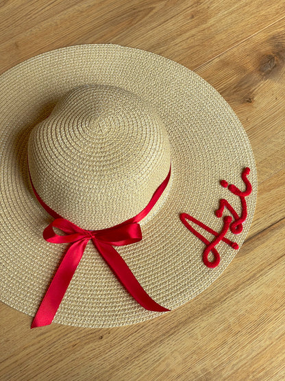 Cappello di Paglia con Nome e Fiocco