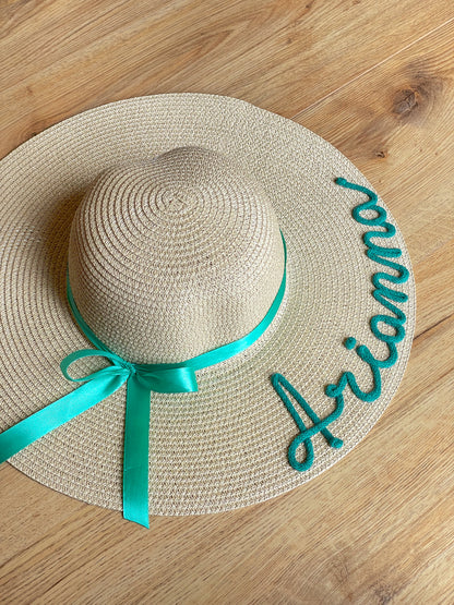 Cappello di Paglia con Nome e Fiocco