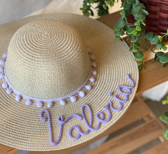 Cappello di Paglia con Nome e Pompon
