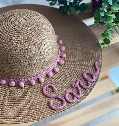 Cappello di Paglia con Nome e Pompon