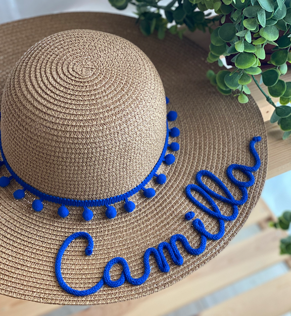Cappello di Paglia con Nome e Pompon