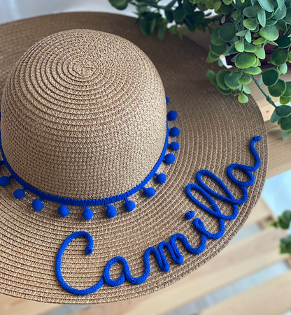 Cappello di Paglia con Nome e Pompon