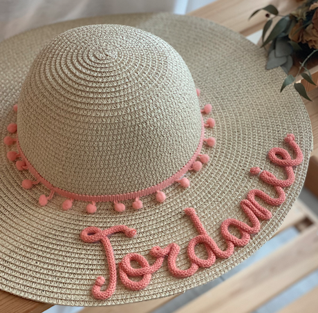 Cappello di Paglia con Nome e Pompon