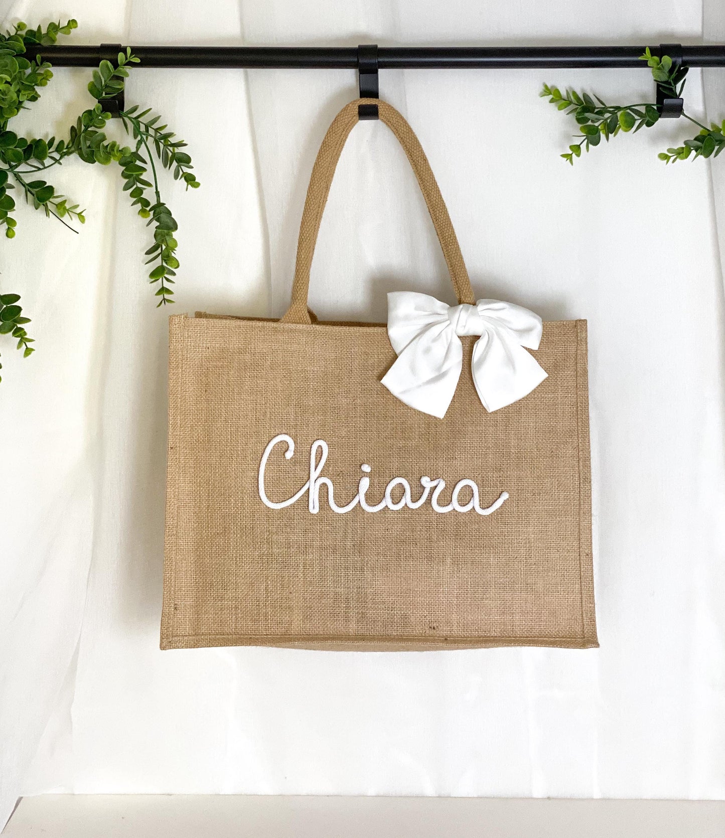 Maxi Borsa Juta con Nome e Fiocco