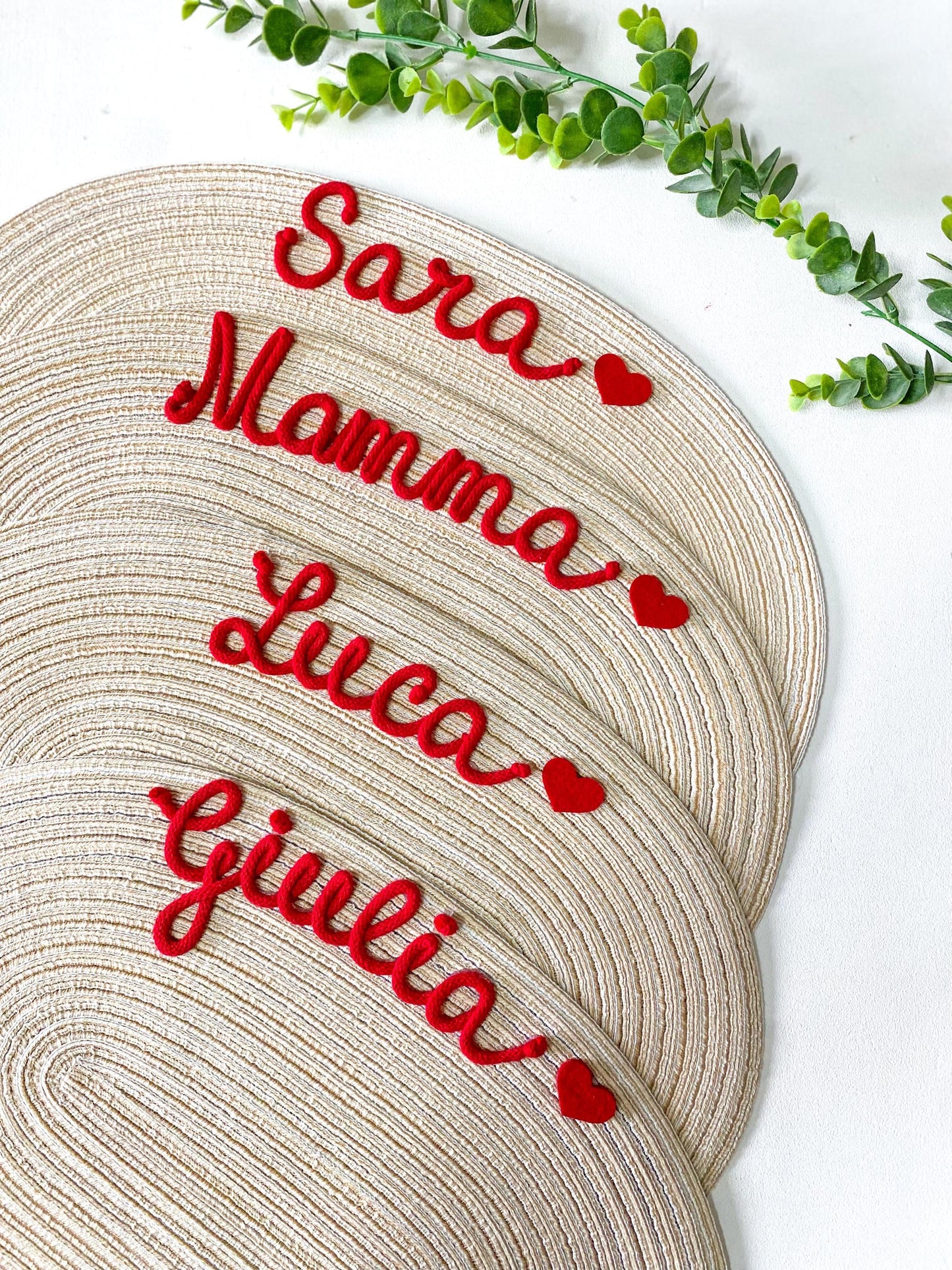 Tovaglietta Ovale Personalizzata con Nome e Decorazione