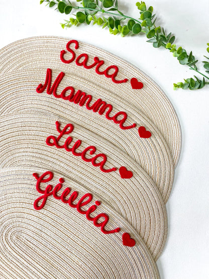 Tovaglietta Ovale Personalizzata con Nome e Decorazione