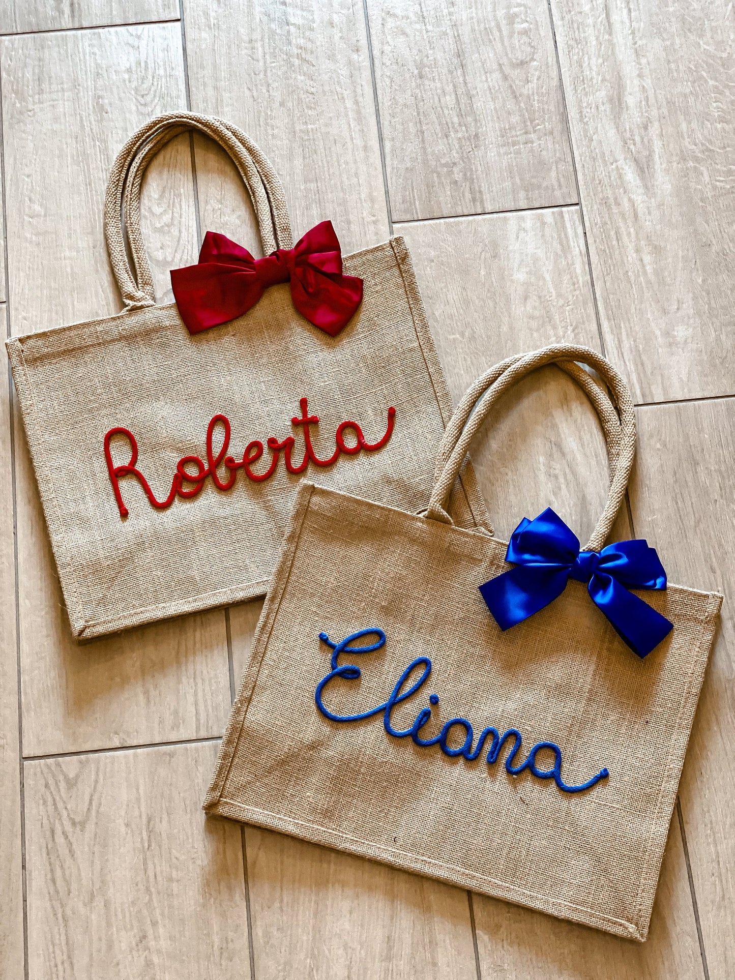 Maxi Borsa Juta con Nome e Fiocco