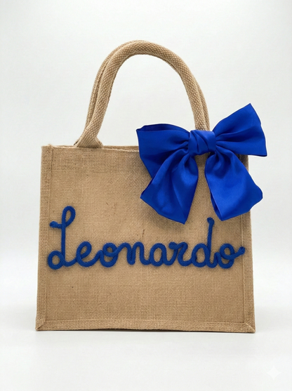 Mini Borsa Juta con Nome e Fiocco