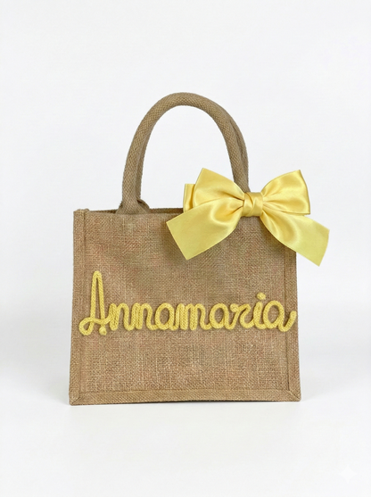 Mini Borsa Juta con Nome e Fiocco
