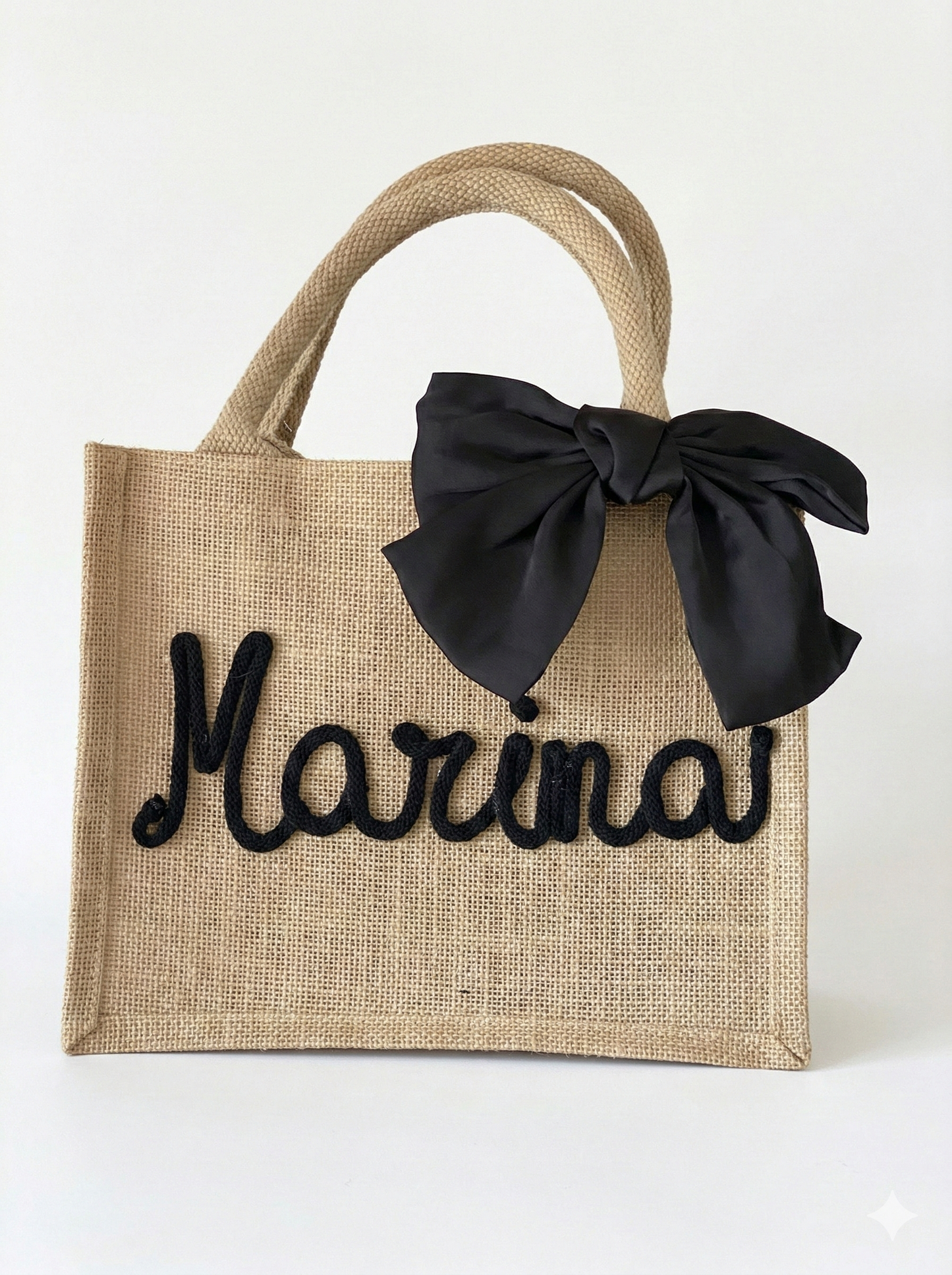 Mini Borsa Juta con Nome e Fiocco