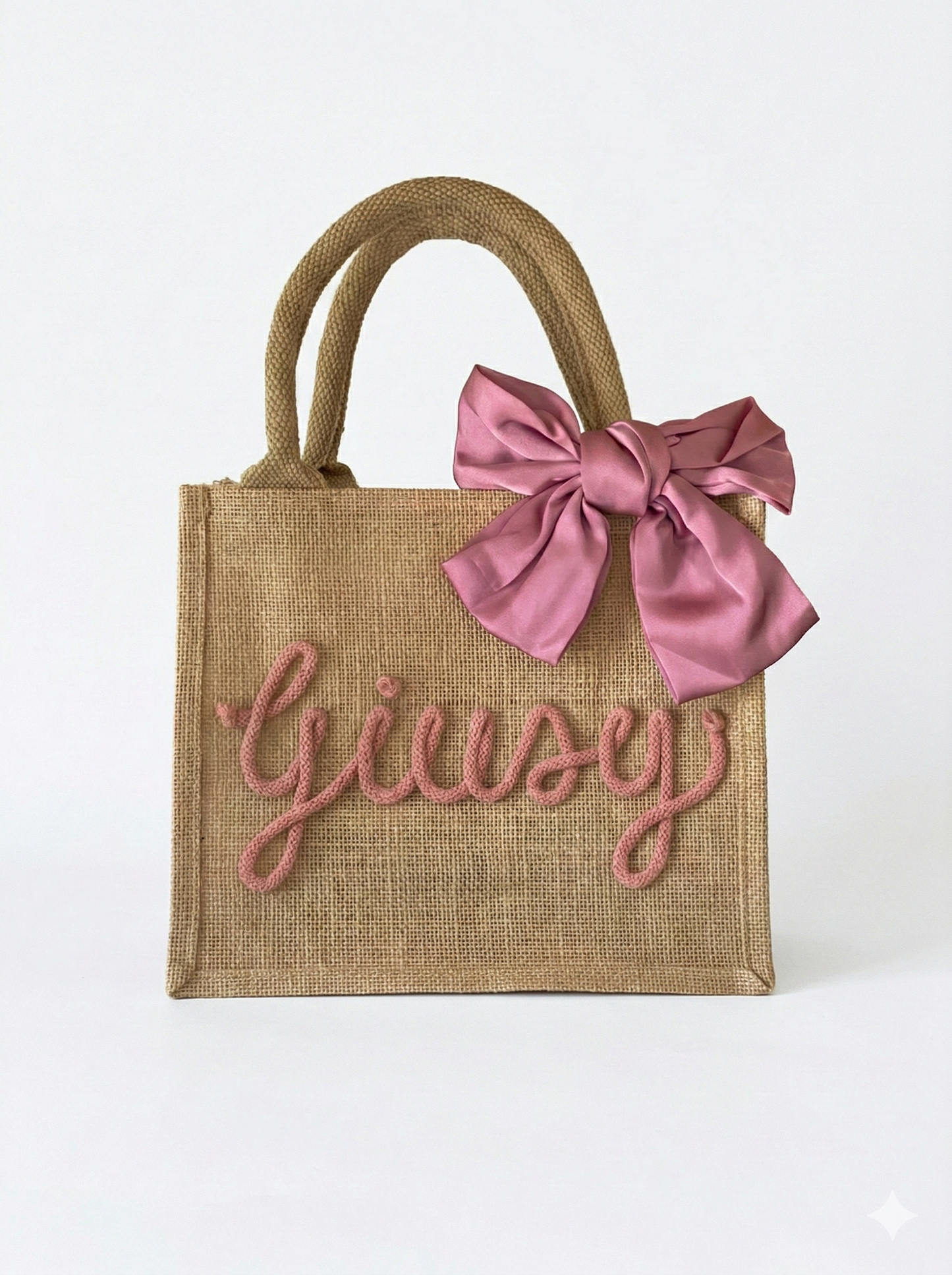 Mini Borsa Juta con Nome e Fiocco