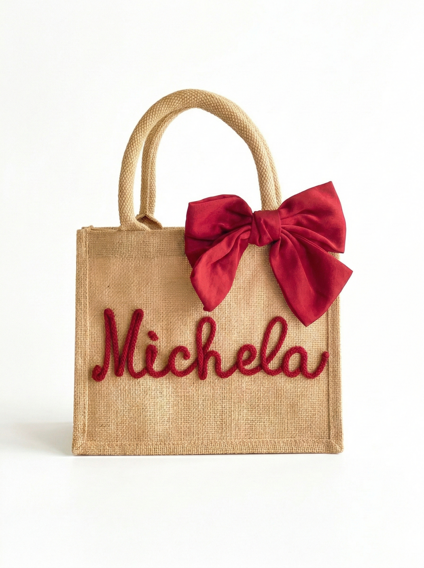Mini Borsa Juta con Nome e Fiocco