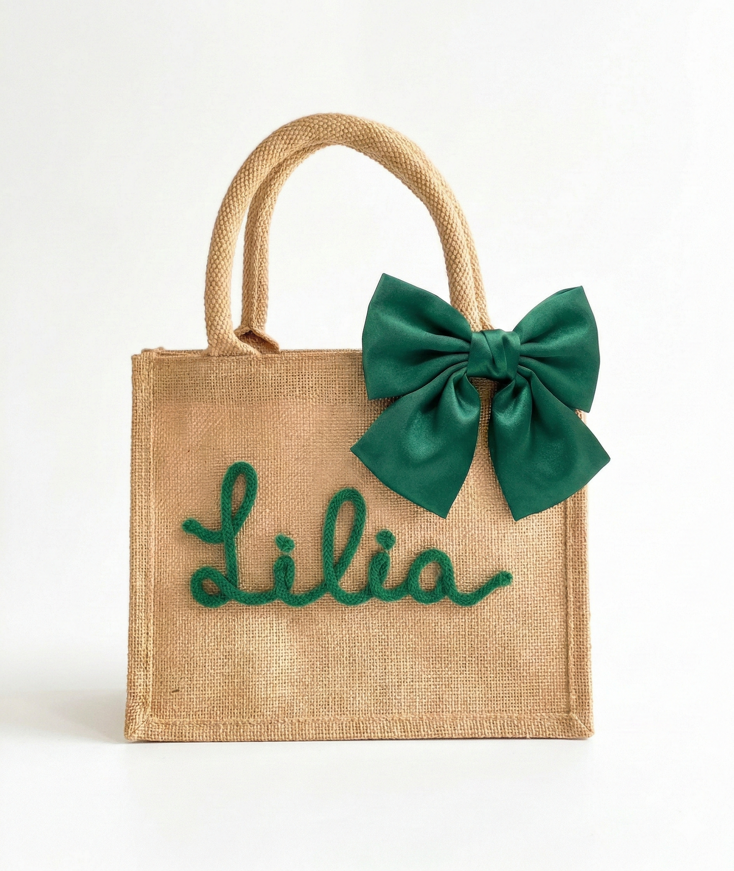 Mini Borsa Juta con Nome e Fiocco