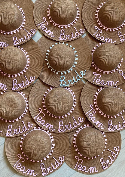 set 10 cappelli personalizzati per addio al nubilato con scritta bride e team bride