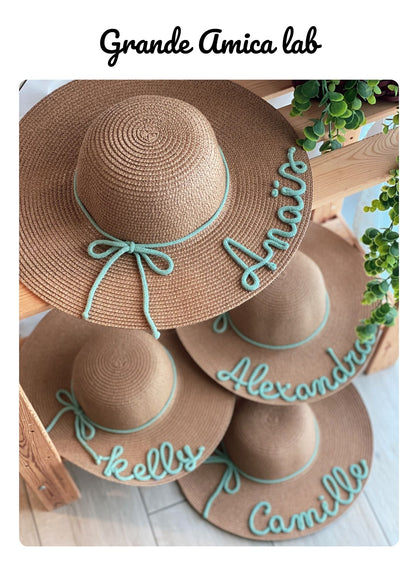 set 4 cappelli di paglia con nome 