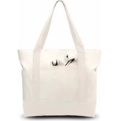 Tote bag in cotone con scritta ricamata o stampata